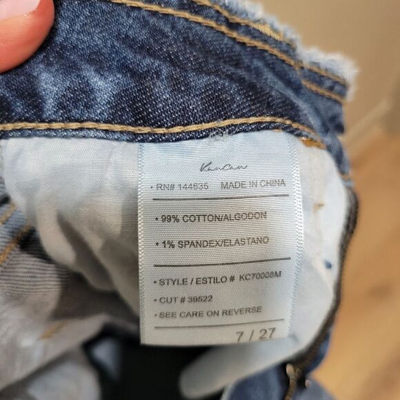 Kancan High Rise Distressed Straight Leg Jeans Raw Hem Waist Frayed - Picture 6 of 14